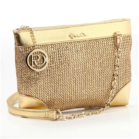 gold crossbody purse.